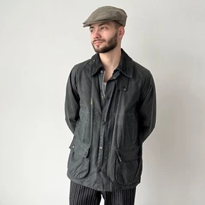 Vintage Men's Barbour A105 Bedale Waxed Navy Jacket SIZE C38/97cm - Picture 1 of 9