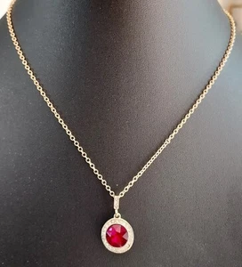 AVON Goldtone Nechlace w/Faux Red Stone Surrounded by Rhinestones - Picture 1 of 7