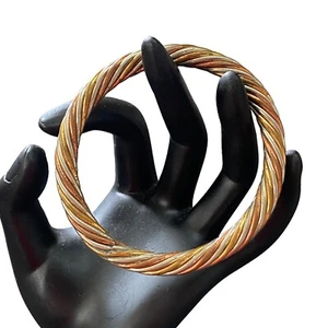 Twisted Rope Bangle Bracelet Gold Silver Copper Tone Vintage - Picture 1 of 6