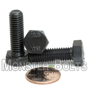M8-1.25 x 20mm  Hex Cap Bolts / Screws, 10.9 Alloy Steel Coarse Metric DIN 933 - Picture 1 of 2