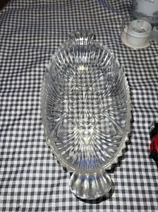 Hazel AtlasCLEAR Crystal Glass TAB HANDLE RELISH CANDYNUT TRINKET DISH N/W/OBox - Picture 1 of 11