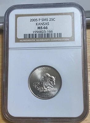 2005-P SMS 25 Cent Quarter State of Kansas MS 66 NGC Graded - Image 1 of 3