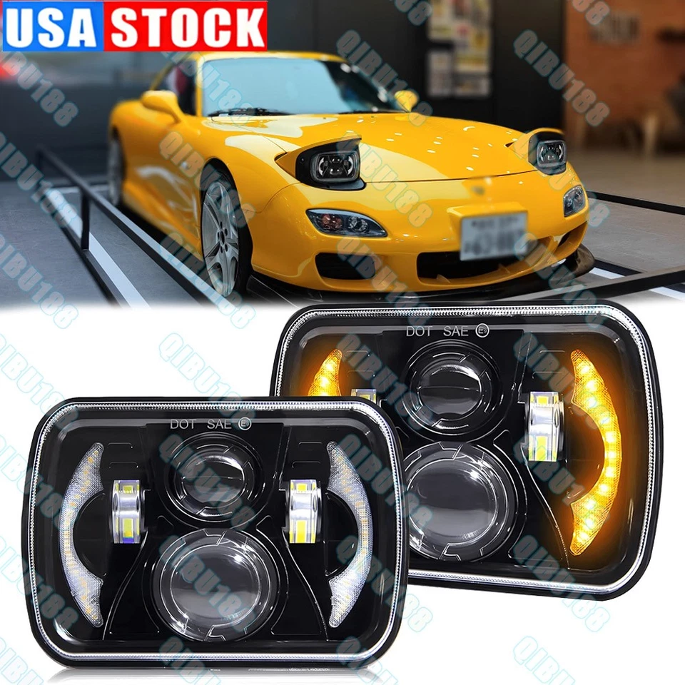 Par de faros LED halo DRL 5x7" 7X6" para Mazda B2000 B2200 B2600 RX-7 GLC Foto 1 de 4