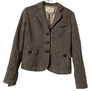 Blazer Banana Republic misto lana tweed marrone taglia 4 Outlander Academia Preppy - Foto 1 di 16