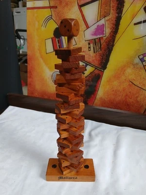 Vintage Handmade Set Of wooden Dominos - 28 Pieces, plus dice on stack -Mallorca - Image 1 of 4