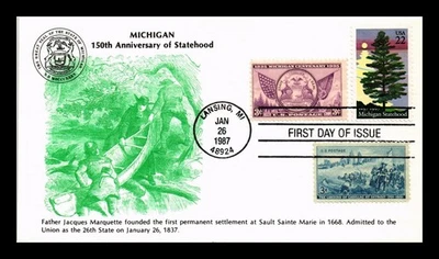 CUBIERTA DE ESTADOS UNIDOS MICHIGAN 150 ANIVERSARIO FDC COMBO KMC VENTURE Foto 1 de 2