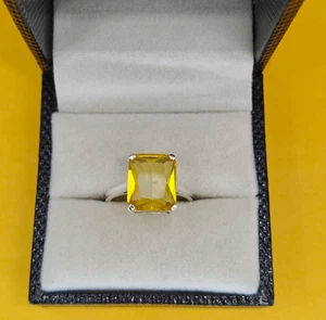 Emerald Cut Citrine Ring 925 Sterling Silver Ring Handmade Jewelry Ring For Gift - Picture 1 of 6