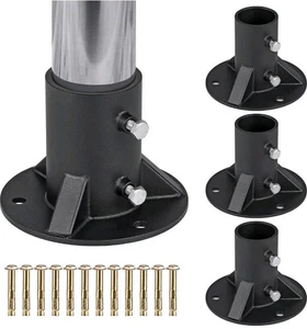 4 postes de valla de eslabones de cadena brida de piso de 2"", poste redondo de valla de eslabones de cadena de alta resistencia - Imagen 1 de 9