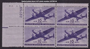 1941 Sc C25 AIRMAIL plate block MNH 6c rare plate number 22759 UL Durland CV $25 - Picture 1 of 1
