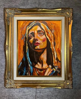 Erin J Mathers -"Mary's Radiance" Acrylic Painting Original Artwork 12x14 Canvas — 第 1/4 张图片