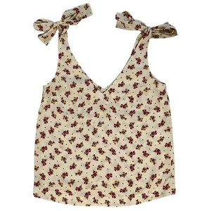 Sezane Lara Blouse Mindy Floral Print Ivory Boho Bow Tie Strap Womens Size 36/S - Picture 1 of 8