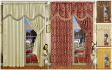 Fully Lined Readymade Top Quality Jacquard Amazon Curtains With Pelmet &Tie Back