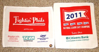 2 TOALLAS PHILLIES RALLY: SERIE MUNDIAL 2009 + 2011 LIGA NACIONAL CAMPEONES DEL ESTE Foto 1 de 4