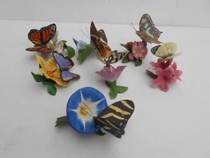 FRANKLIN MINT Butterflies Of The World 7 lot flowers porcelain Monarch - Picture 1 of 10