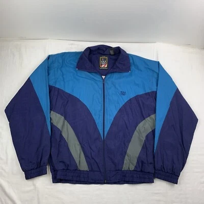 Винтажный США Олимпийских игр ветровка куртка для взрослых средний многоцветный полный молнии воротник - Изображение 1 из 4