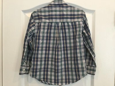 IZOD 男孩礼服衬衫 5 码蓝色白色黄色格子检查纽扣 21 — 第 1/4 张图片