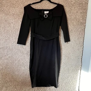Unique Vintage Womens M (6-8) Dress Black Wiggle Dress 60s Retro Rhinestone NWT - Picture 1 of 11