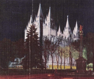 Postal del Centenario de Utah publicada en Salt Lake City Utah UT Templo Iluminado Mormón - Imagen 1 de 3