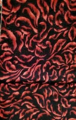 Sewing Fabric Designer Flannel Maywood Studio 1ydx45" Red Black Leafy Cotton - Image 1 of 4