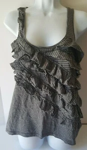 Banana Republic Damen Tanktop klein grau gestreift Rüschen - Bild 1 von 11