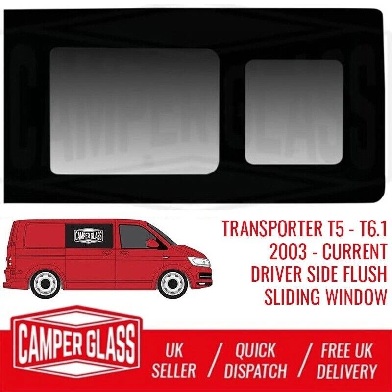 VW Transporter T5-T6.1 FLUSH Sliding Windows - Driver Side - Image 1 of 4