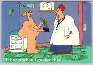 1980's NAKED MAN & DOCTOR IT HURTS WHEN I GO LIKE THIS*JOHN CALLAHAN DARK HUMOR - Picture 1 of 2