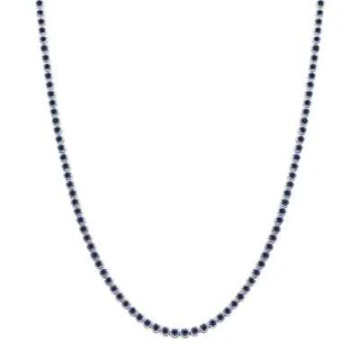 Collar Tenis Redondo Zafiro Azul 10CT Chapado en Oro Blanco 14K 18" Creado en Laboratorio Foto 1 de 4