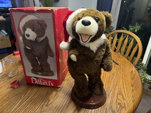 Dillards Dancing Bear With Santa Hat. Christmas Vintage 1998 Working Tested! - Picture 1 of 8