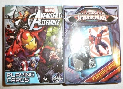 Lote de 2 barajas de cartas - Marvel Avengers Assemble Ultimate Spiderman Hero Foto 1 de 2