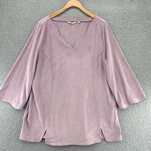 Soft Surroundings Top Womens Extra Large Purple Mauve Faux Suede V Neck Tunic - Picture 1 of 11