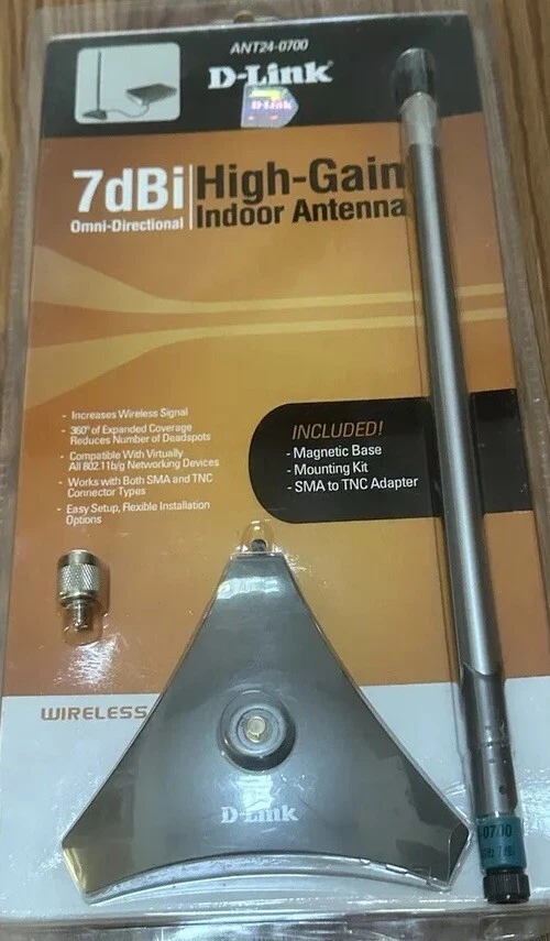 D-Link Wireless 7dBi High-Gain Omni-Directional Indoor Antenna ANT24-0700 NEW - Image 1 of 1