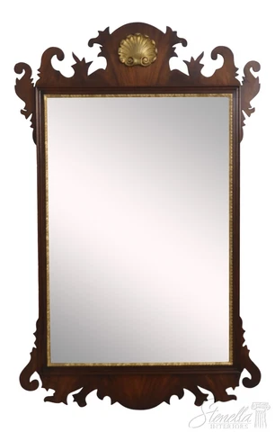54747EC: HENKEL HARRIS Chippendale Mahogany Shell Carved Mirror Cover