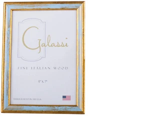 F.G. Galassi cornice fatta a mano pregiato legno italiano tradizionale blu/oro 14857 5"x7" - Foto 1 di 1