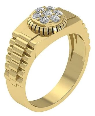 Genuine Diamond I1 G 0.50 Ct Mens Anniversary Ring 14K Solid Yellow Gold 10 MM - Image 1 of 4