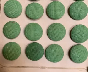 1/2 Card of 12 - Vintage 3/4” Green Faux Fabric Glass Buttons~ NOS - Picture 1 of 1