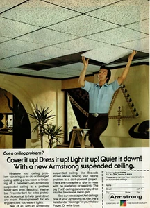 Vintage Print Ad 1979 Armstrong Suspended Ceiling Man on Ladder Do It Yourself - Picture 1 of 2
