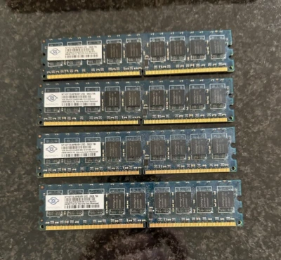 Nanya PC2-6400 4x1 GB UDIMM 800 MHz PC2-6400 DDR2 Memory (NT1GT2U8PB0BY-25D) PC - Image 1 of 2