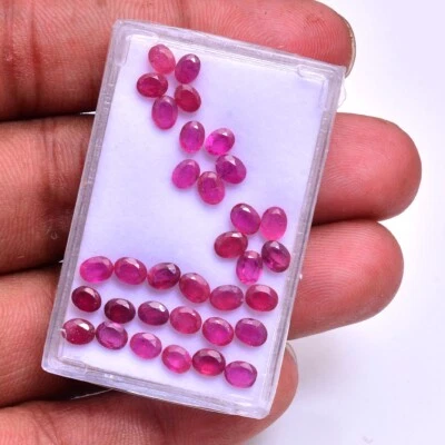 33 Pcs Natural Mozambique Ruby Rich Red 5mm 4mm Oval Faceted Cut Loose Gemstones - Image 1 of 4