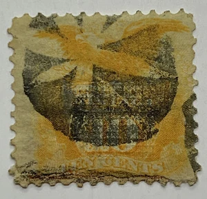 RARE 1869 U.S. 10c STAMP #116 GRILL CENTERED EAGLE SHIELD WITH FLOWER CANCEL CE - Picture 1 of 2