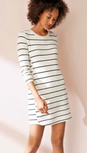 Lou & Grey Black White Coastal Chic Pinstriped Long Sleeve T Shirt Dress Size M - Picture 1 of 8