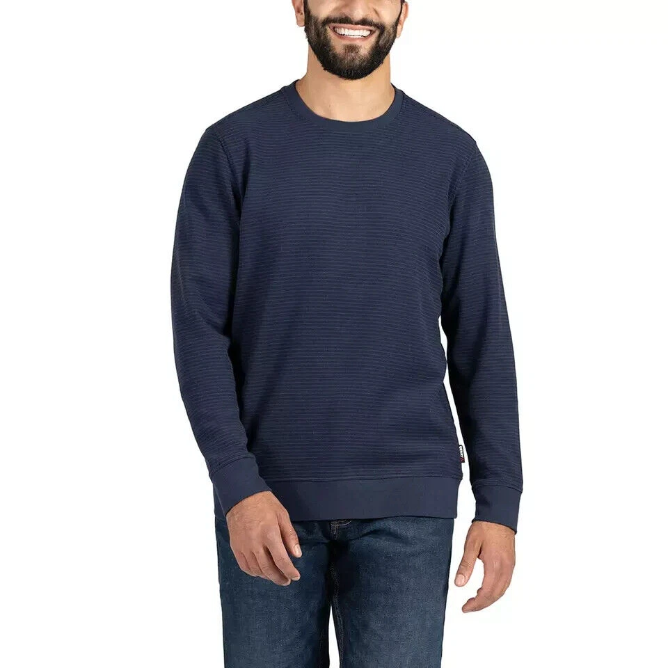 Gerry Men's Stretch Textured Fleece Crew Pullover Blue Size Small