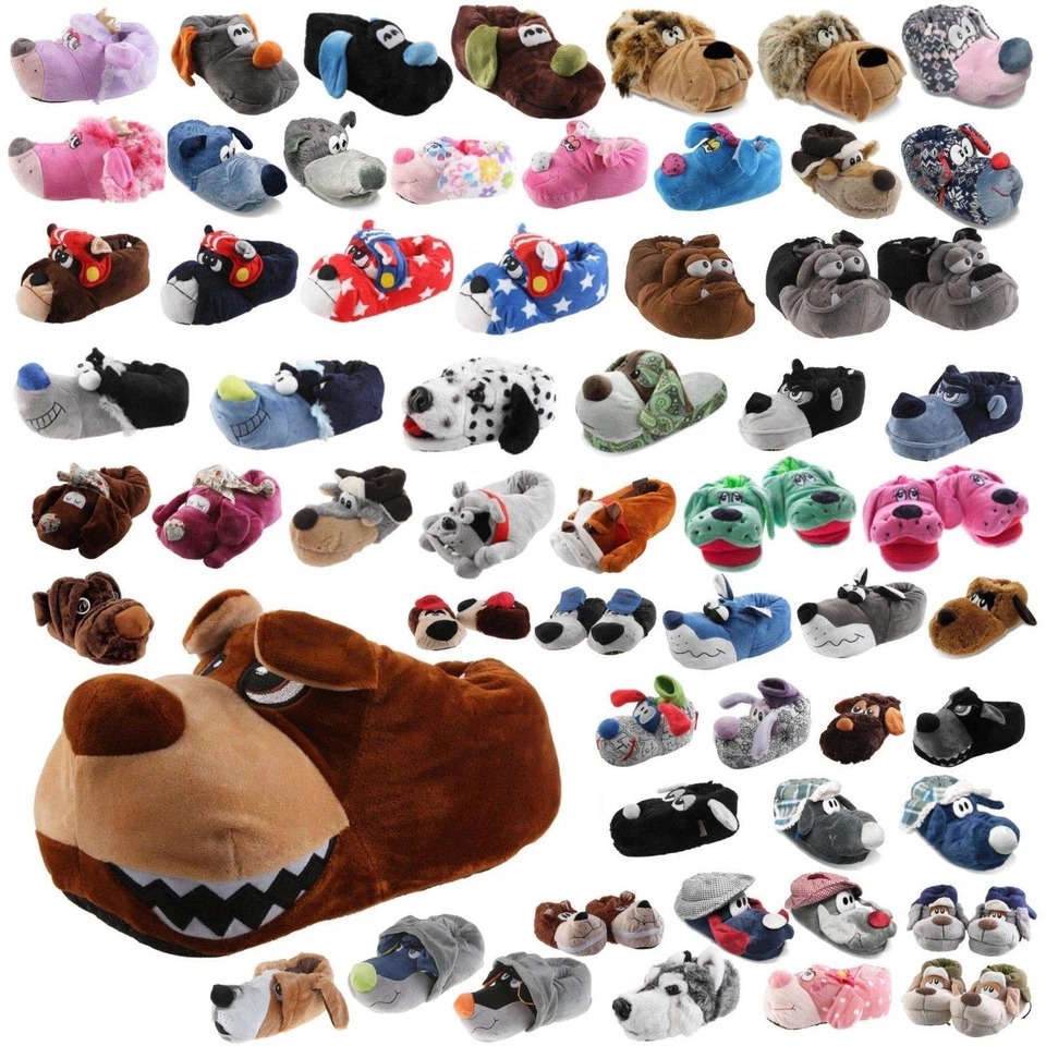 Animal Slippers Plush Slippers Slipper Slippers Dog Puppy Kids Adults - Image 1 of 1