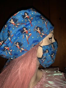Scrub hat nurse scrub cap womens surgical hat ponytail scrub cap Wonder Woman - Picture 1 of 5