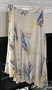 Free People Clear Skies Neutral Floral Asymmetrical Long Sleeve Tunic Blouse - Picture 1 of 23