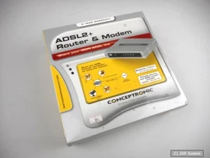 Conceptronic CADSLR4B+ Router/ADSL2+ Modem, 4x RJ-45 Switch, Annex B, NEU - Bild 1 von 1