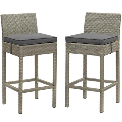 Modway Bar Stool Wicker Rattan Set of 2 - Image 1 of 4