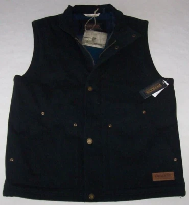 NWT Pendleton SOLID BLACK Pine Grove Cotton Canvas ZIP VEST Jacket Men's L SHARP - Image 1 of 4