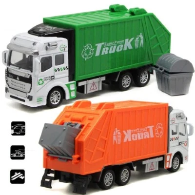 Camión de basura 1:48 cubo de basura vehículos modelo diecast coche juguete tirar hacia atrás niños regalos Foto 1 de 4