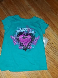 New~ Disney Store Descendants Tee Shirt Girls  Size X Small XS 4 Teal Born a VK - Picture 1 of 3
