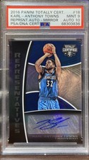 Karl-Anthony Towns 2016 Panini Totally Certified Reprsnt AUTO MIRROR PSA9 POP 1